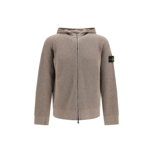 Sweatshirt Hoodie by Stone Island for men in cashmere & merino wool beige features an avant-garde silhouette, showcasing a sophisticated hooded neckline and detail for a truly avant-garde finish.