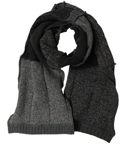 Dolce & Gabbana Multicolor Patchwork Wool Knit Shawl Scarf