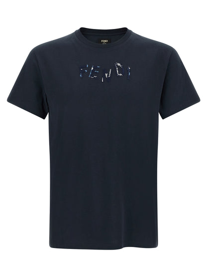 Fendi Blue Cotton T-Shirt