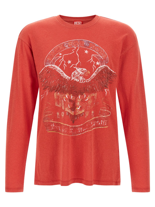 Sweater by Diesel for men in cotton & hemp natural, red & print features an tactile silhouette, showcasing a sophisticated crew neckline and tactile long-sleeve for a refined finish.