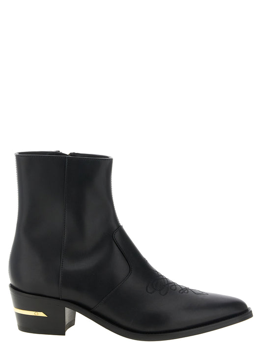Ankle Boots by Amiri for men in calf leather modacrylic & metal black, gold & natural features an dynamic silhouette, showcasing the dynamic Ryder Men's Calf Leather Modacrylic & Metal Ankle Boots design with its distinctive and elegant .