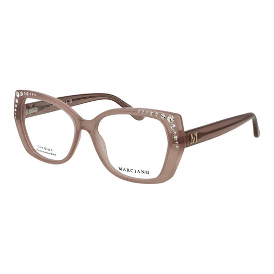 Eyeglasses Frames by Marciano by Guess for women in acetate pink showcases a reflective silhouette, artfully incorporating a sophisticated rose coloured frame with a distinct full-frame frame design.