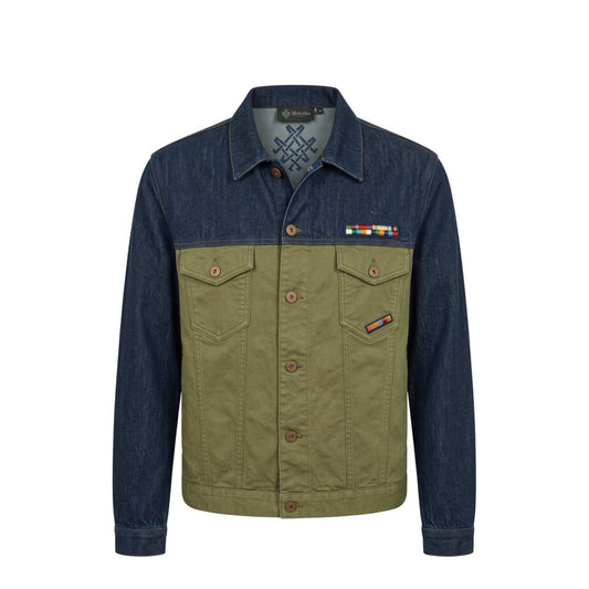 Trucker Jacket by Mr&Mrs Italy for men in stretch denim cotton polyester blue & signature features an on trend silhouette, showcasing refined pockets and a sophisticated for a truly on trend finish.