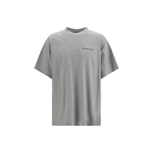 T-Shirt by Balenciaga for men in cotton gray showcases a chic silhouette, artfully detailed with a chic crew neckline and short-sleeve for a chic finish.
