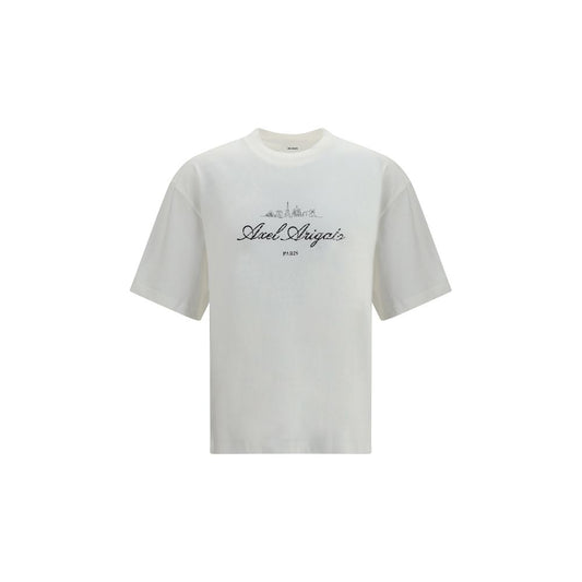 T-Shirt by Axel Arigato for men in organic cotton white & print showcases a fashionable silhouette, elegantly detailed with a fashionable and for a sophisticated, high-fashion look.
