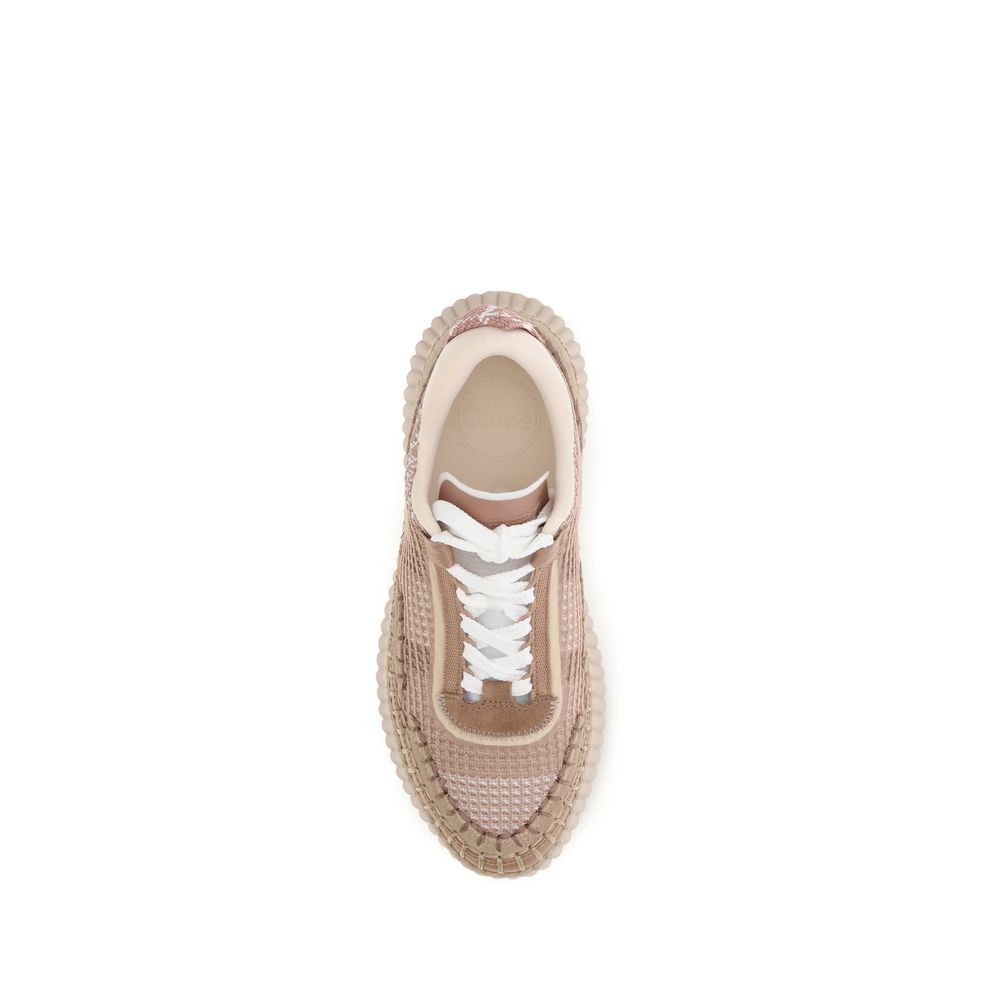 Athletic Sneakers by Chloé for women in nylon polyester & cotton beige & monogram features an timeless silhouette from the Women's Athletic Nylon Polyester & Cotton Sneakers collection, showcasing a timeless athletic style for a timeless look.