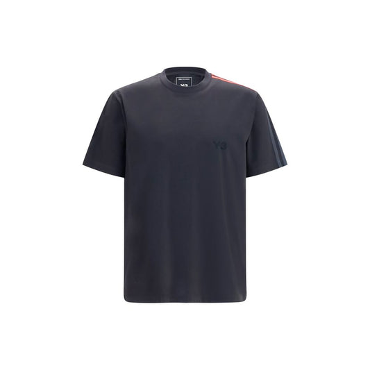 Activewear T-Shirt by Y-3 for men in cotton gradient, black & striped presents a kinetic silhouette, showcasing the kinetic short-sleeve and alongside functional for a premium, athletic look.