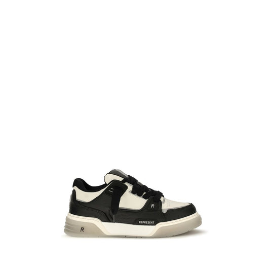 Sneakers by Represent for men in bos taurus calf leather & cotton multicolor & signature presents a sumptuous silhouette, artfully capturing the essence of the Men's Chunky Bos Taurus Calf Leather & Cotton Sneakers with its sumptuous chunky style design.