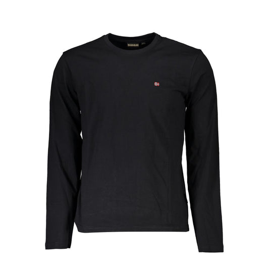 T-Shirt by Napapijri for men in cotton black & print showcases a chic silhouette, artfully detailed with a chic crew neckline and for a chic finish.