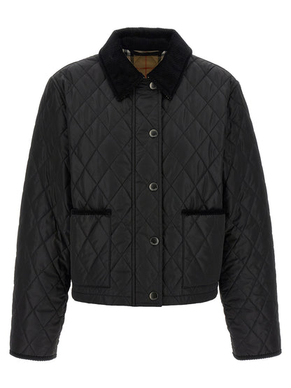 Overcoat by Burberry for women in nylon cotton corduroy twill black features an voluminous silhouette, showcasing distinct lightweight & pockets and a voluminous for a truly voluminous aesthetic.