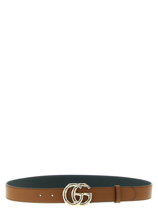 Belt by Gucci for women in bamboo calfskin leather & metal brown features an artisanal silhouette, showcasing the artisanal craftsmanship of the Aren Gg Marmont Bamboo Calfskin Leather & Metal Belt collection for a artisanal finish.