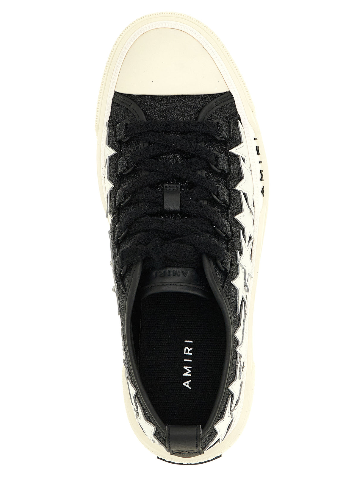 Sneakers by Amiri for women in calfskin leather bicolour, black & white presents a on trend silhouette from the Women's Low Top Calfskin Leather Sneakers collection, showcasing a on trend low-top style for an elevated aesthetic.