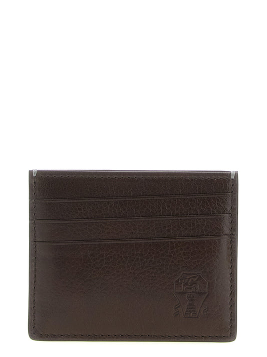 Cardholder Card Case by Brunello Cucinelli for men in bos taurus calfskin leather brown features a refined silhouette, showcasing the elegant lines of the Bos Taurus Calfskin Leather Cardholder Card Case alongside premium card-organization compact-design for a refined finish.