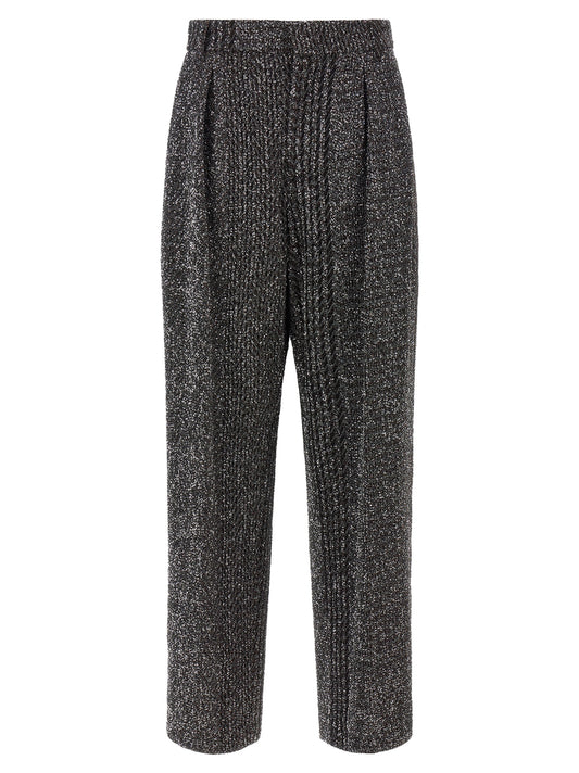 Trousers by Missoni for women in polyamide polyester viscose & sequins black, dark-gray & silver presents a smart silhouette, meticulously detailed with a smart wide, a smart long, and a smart .
