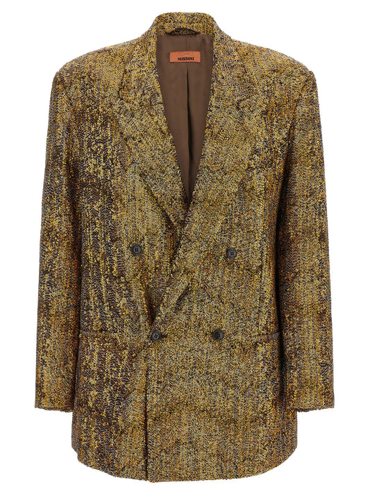 Blazer by Missoni for women in polyester viscose & sequins bronze & gold features an sartorial silhouette, showcasing a sophisticated and sartorial for a truly sartorial finish.