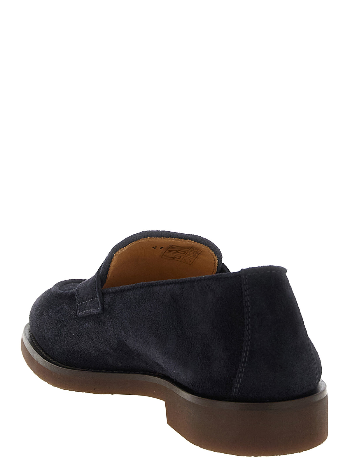 Loafer Slip-On Shoes by Brunello Cucinelli for men in suede calfskin leather blue & gold showcases a resplendent Men's Suede Calfskin Leather Loafer Slip-On Shoes aesthetic, defined by its resplendent and elegant .