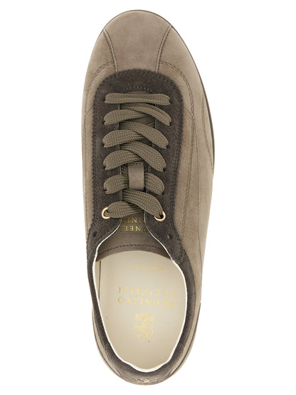Brunello Cucinelli Gray Calfskin Low Top Sneakers