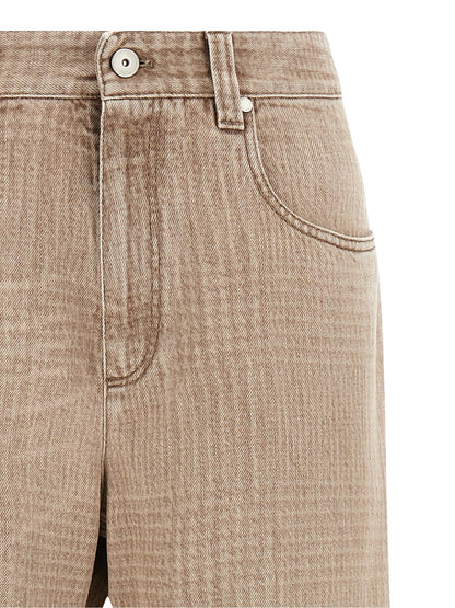 Brunello Cucinelli Beige Cotton Cropped Jeans