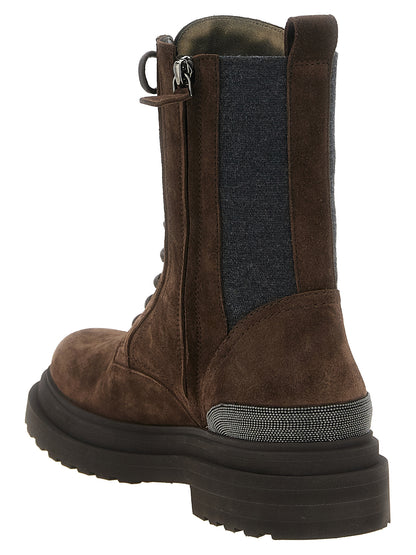 Brunello Cucinelli Brown Calfskin Lace-Up Boots
