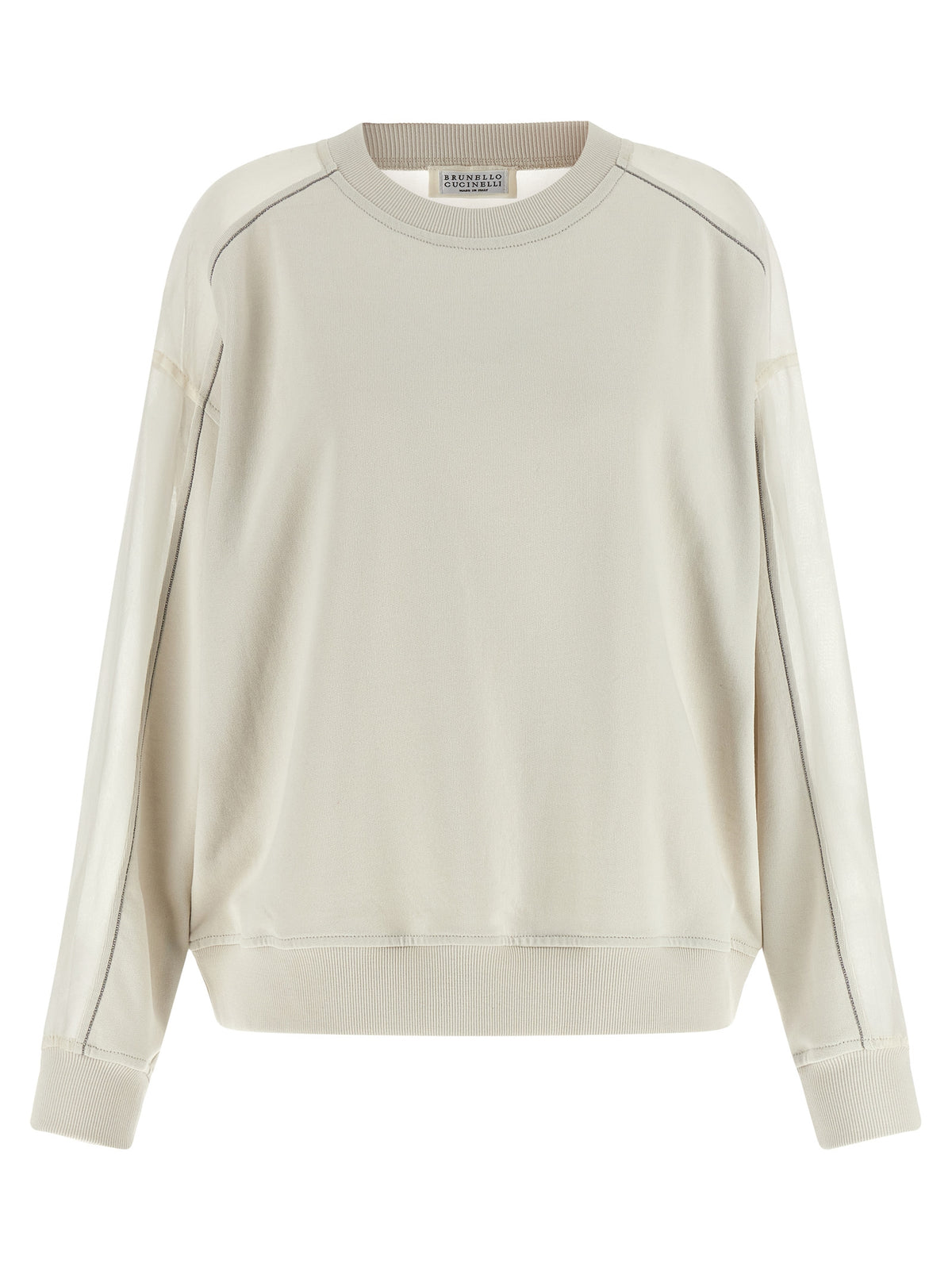 Activewear Sweatshirt by Brunello Cucinelli for women in cotton transparent & white showcases a athletic silhouette with sleeves, a athletic , and high-performance for a athletic aesthetic.
