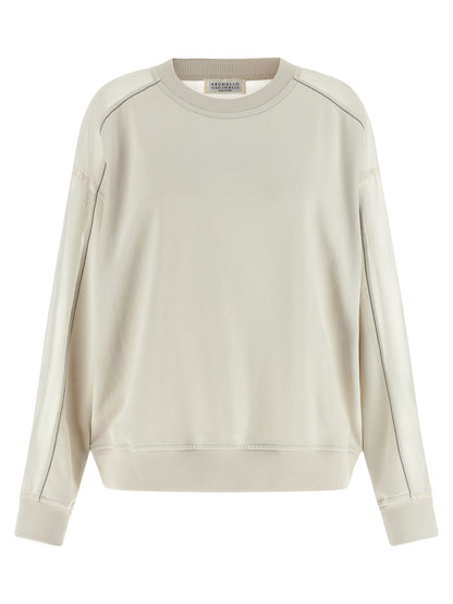 Activewear Sweatshirt by Brunello Cucinelli for women in cotton transparent & white showcases a athletic silhouette with sleeves, a athletic , and high-performance for a athletic aesthetic.
