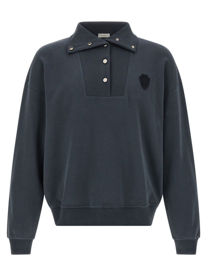 Brunello Cucinelli Blue Cotton Sweatshirt