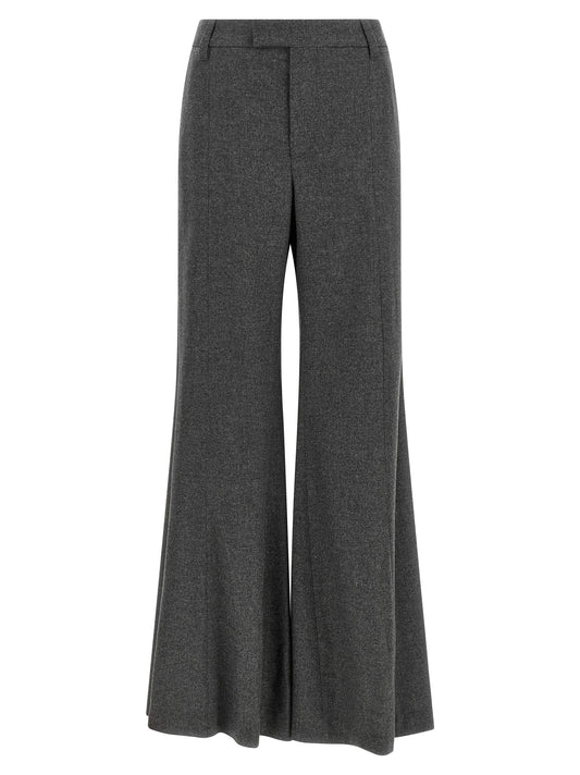 Trousers by Brunello Cucinelli for women in virgin cashmere wool gray features a tailored silhouette with a tailored flared & wide, defined by its long and a sophisticated .