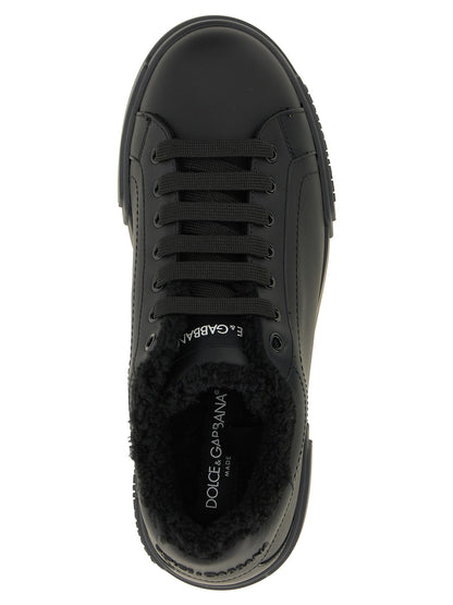 Dolce & Gabbana Black Calfskin Low Top Sneakers