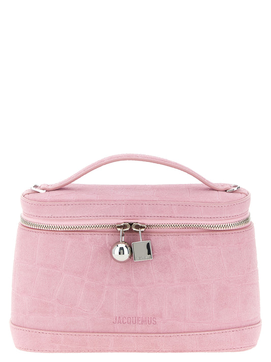 Vanity Handbag by Jacquemus for women in calfskin suede & crocodile leather multicolor, pink & print presents a ornamental silhouette, showcasing a secure zipper, ample , and versatile shoulder-strap for a ornamental finish.