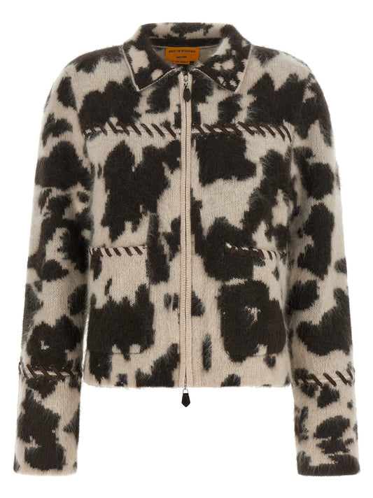 Overcoat by Guest in Residence for women in cashmere & suede leather brown, cream & patterned presents a luxurious silhouette, showcasing a luxurious shirt-collar neckline and sophisticated pockets for a premium, luxurious look.