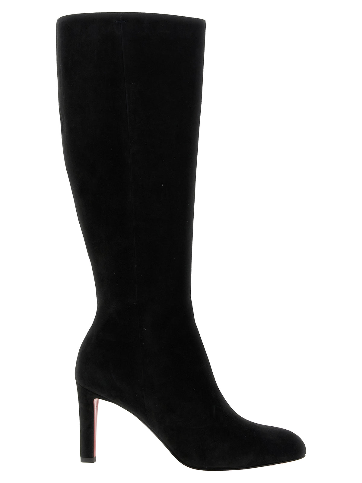 Christian Louboutin Women's Calfskin Suede Leather Over-The-Knee Boots - Black Red Signature