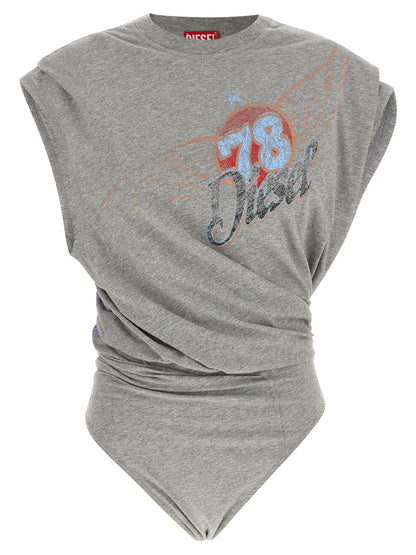 Diesel Gray Cotton Bodysuit