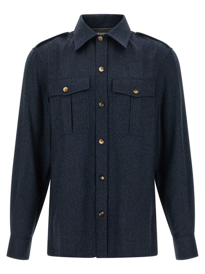 Brunello Cucinelli Blue Virgin Wool Blouse