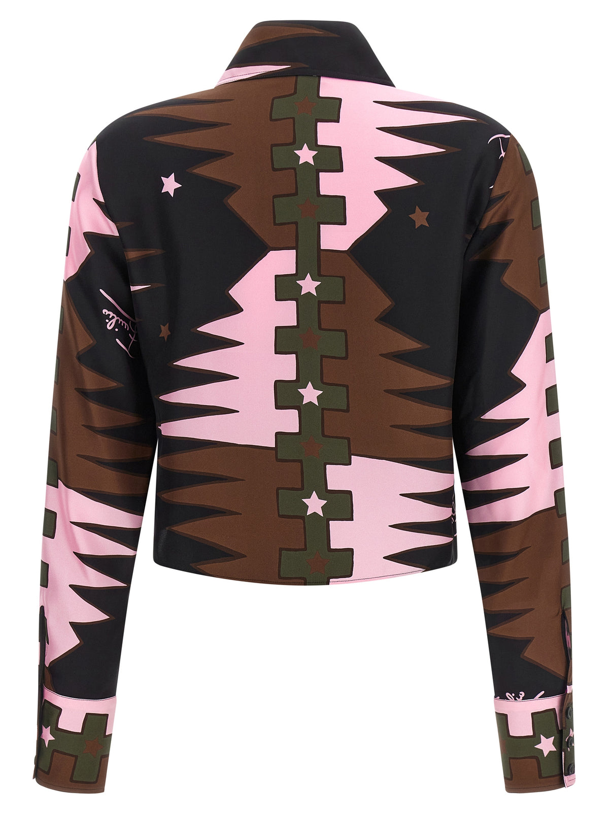 Blouse by Emilio Pucci for women in silk twill brown, khaki, multicolor, pink, patterned, signature & print features an polished silhouette, showcasing a sophisticated and detail for a truly polished finish.