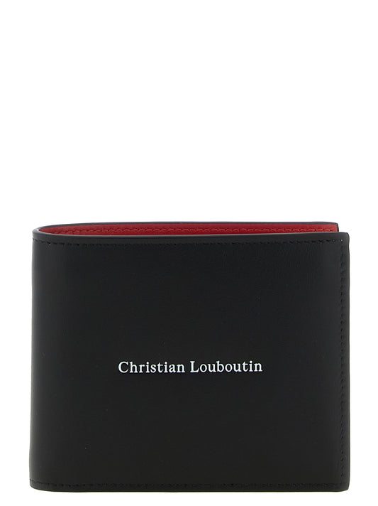 Cardholder Wallet by Christian Louboutin for men in calfskin leather black, red & signature showcases a distinguished silhouette, artfully capturing the essence of the distinguished Calfskin Leather Cardholder Wallet design with functional card-organization compact-design.