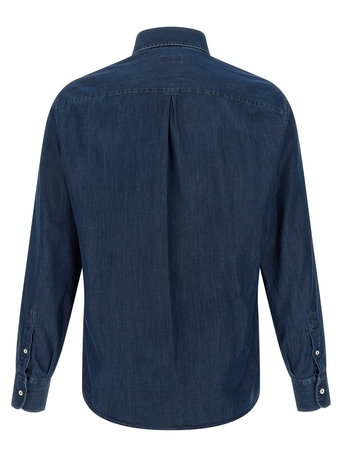 Shirt by Brunello Cucinelli for men in denim cotton & canvas blue & pearl showcases a sublime silhouette, artfully detailed with a sublime and for a sophisticated, sublime finish.