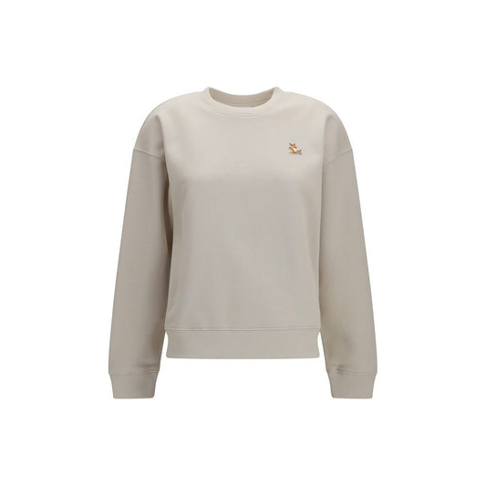 Sweatshirt by Maison Kitsuné for women in cotton beige & signature showcases a slouchy chic silhouette, artfully detailed with a slouchy chic crew neckline and for a slouchy chic finish.
