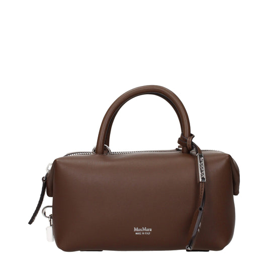 Handbag by Max Mara for women in leather brown features a contemporary silhouette, showcasing a secure , ample , and contemporary for a sophisticated look.