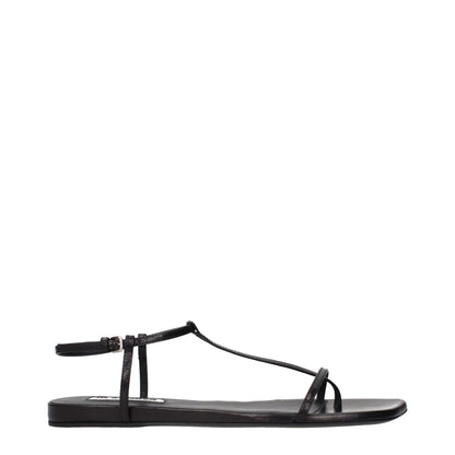 Jil Sander Women's Leather Flip-Flop Sandals - Black