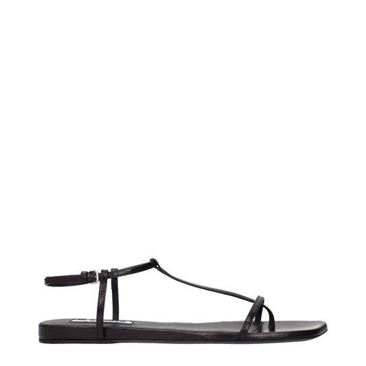 Flip-Flop Sandals by Jil Sander for women in leather black showcases a sculptural silhouette as Women's Leather Flip-Flop Sandals, defined by a sculptural and sculptural for a sculptural look.