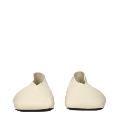 Jil Sander Women's Leather Ballet Flat Shoes - Beige