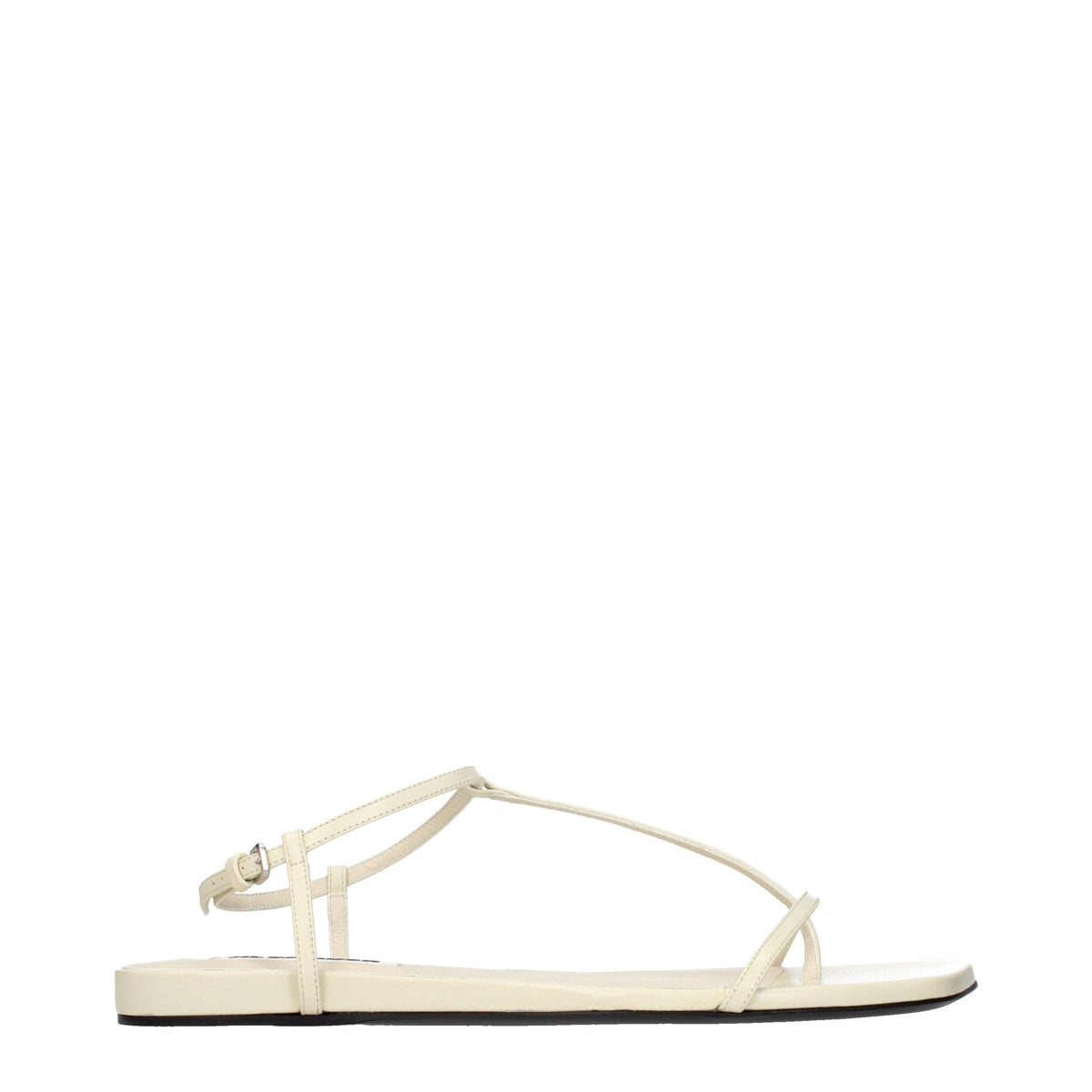 Flip-Flop Sandals by Jil Sander for women in leather and beige presents a captivating silhouette, showcasing the signature style of the Women's Leather Flip-Flop Sandals with a captivating and captivating .