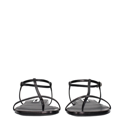 Jil Sander Women's Leather Flip-Flop Sandals - Black