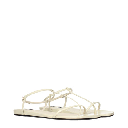 Flip-Flop Sandals by Jil Sander for women in leather beige showcases a sculptural silhouette as Women's Leather Flip-Flop Sandals, defined by a sculptural and sculptural for a sculptural look.