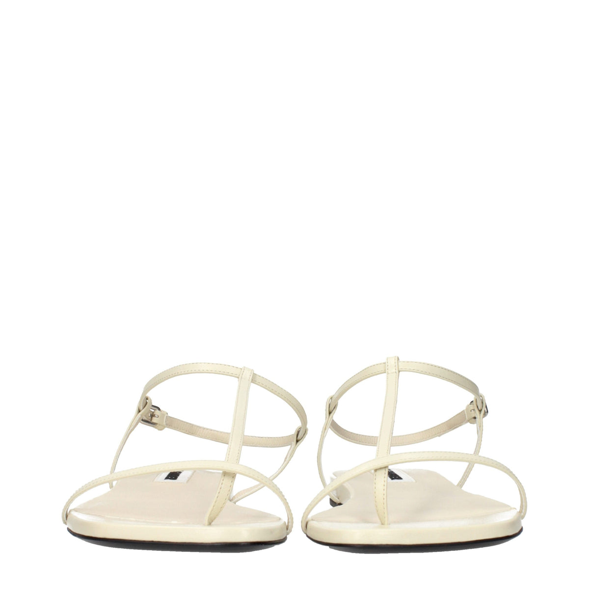 Flip-Flop Sandals by Jil Sander for women in leather beige presents a sculptural silhouette, showcasing the Women's Leather Flip-Flop Sandals design with a sculptural and for a premium look.