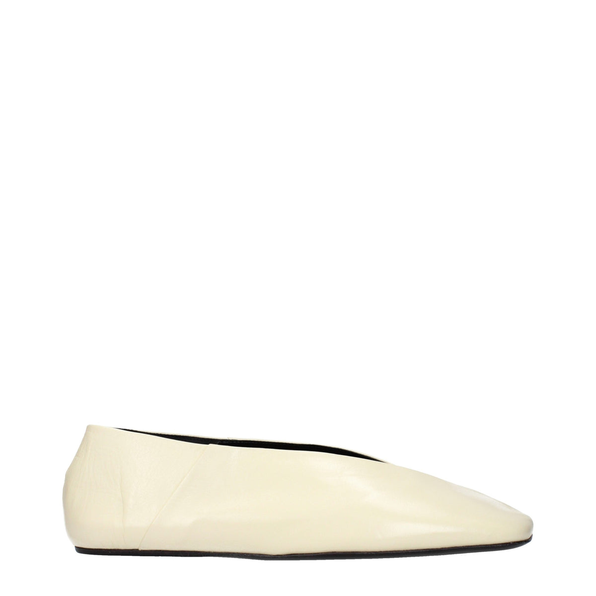 Jil Sander Women's Leather Ballet Flat Shoes - Beige