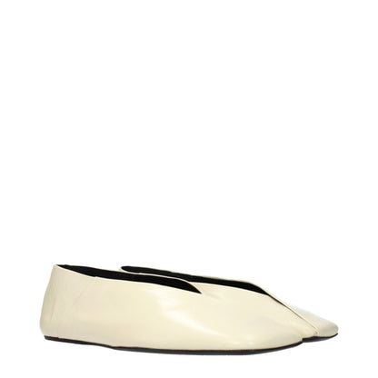 Jil Sander Women's Leather Ballet Flat Shoes - Beige