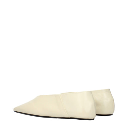 Jil Sander Women's Leather Ballet Flat Shoes - Beige