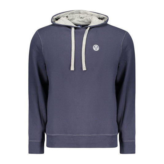 Sweatshirt Hoodie by North Sails for men in cotton blue features an dramatic silhouette, showcasing a sophisticated hooded neckline and dramatic for a refined, modern aesthetic.