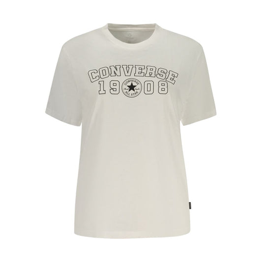 T-Shirt by Converse for women in cotton white & print showcases a dramatic silhouette, elegantly detailed with a dramatic crew neckline and for a truly dramatic finish.